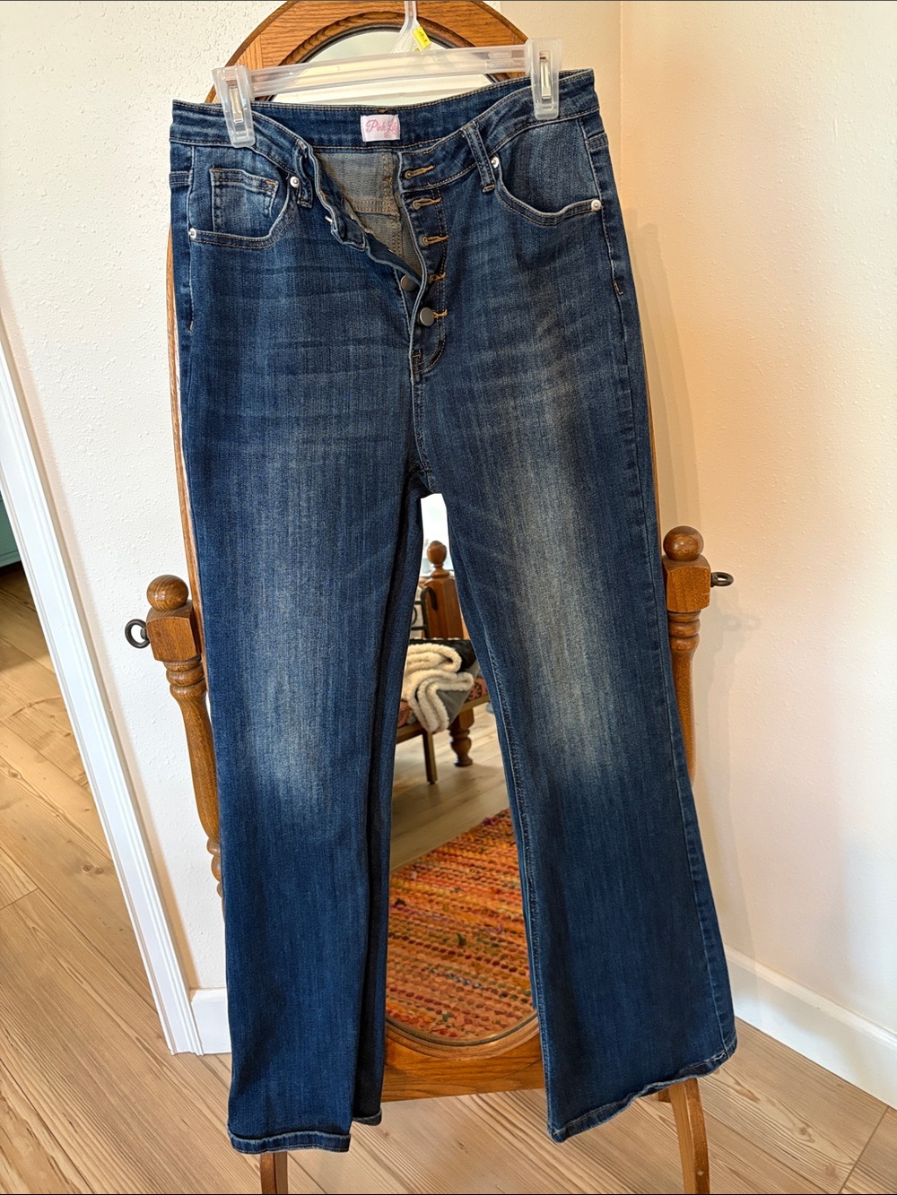 Pink Lily Blue Denim Jeans with Contrast Stitching